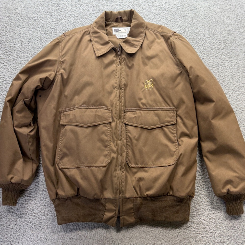 G.A. Rivers UPS Bomber Jacket Mens 2X Brown Embroidered Workwear Made in USA